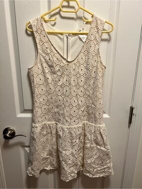 Esley Cream Crochet Overlay Dress